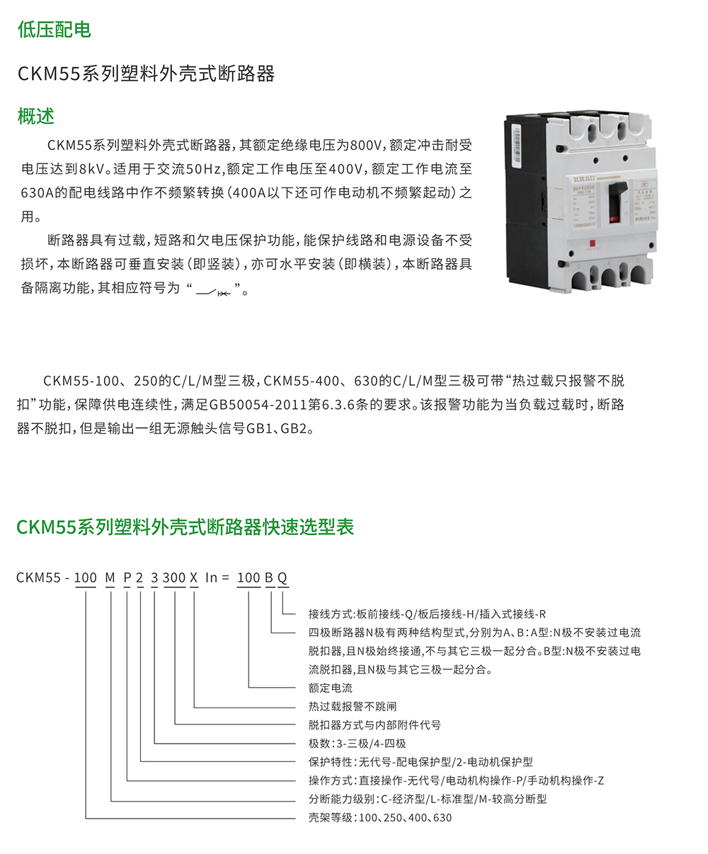 CKM55系列塑料外殼式斷路器